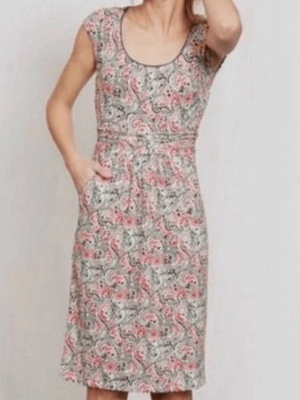 Boden Margot jersey cap sleeve paisley print dress, size 16